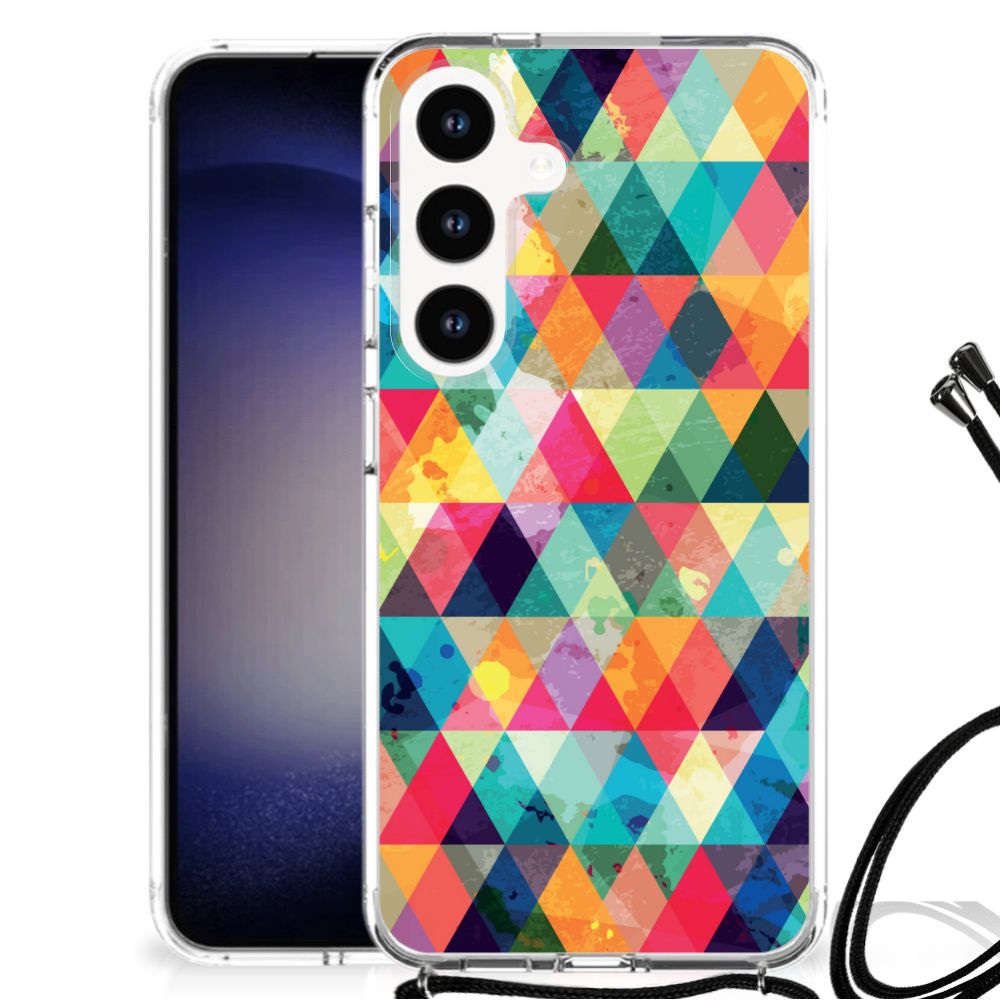 Samsung Galaxy S24 Doorzichtige Silicone Hoesje Geruit B2C Telecom