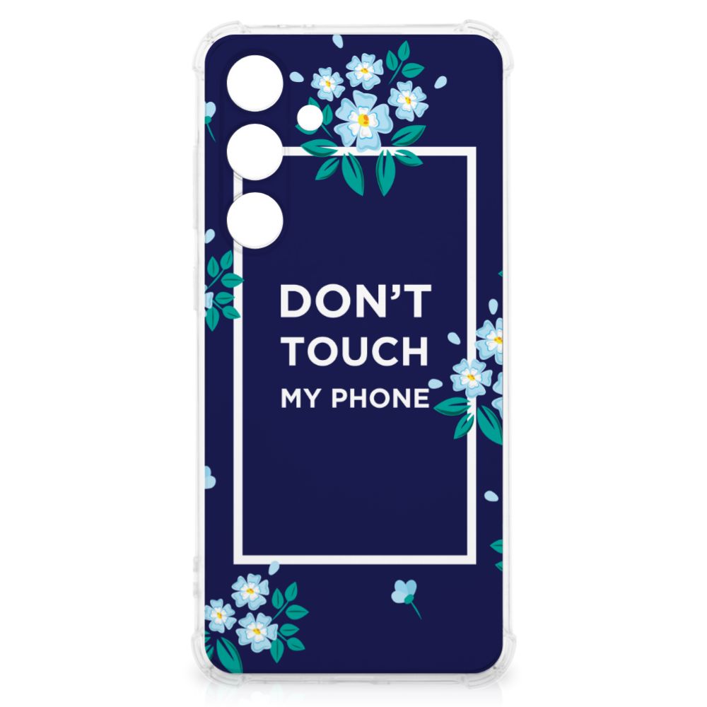 Samsung Galaxy S24 FE Anti Shock Case Flowers Blue DTMP achterkant