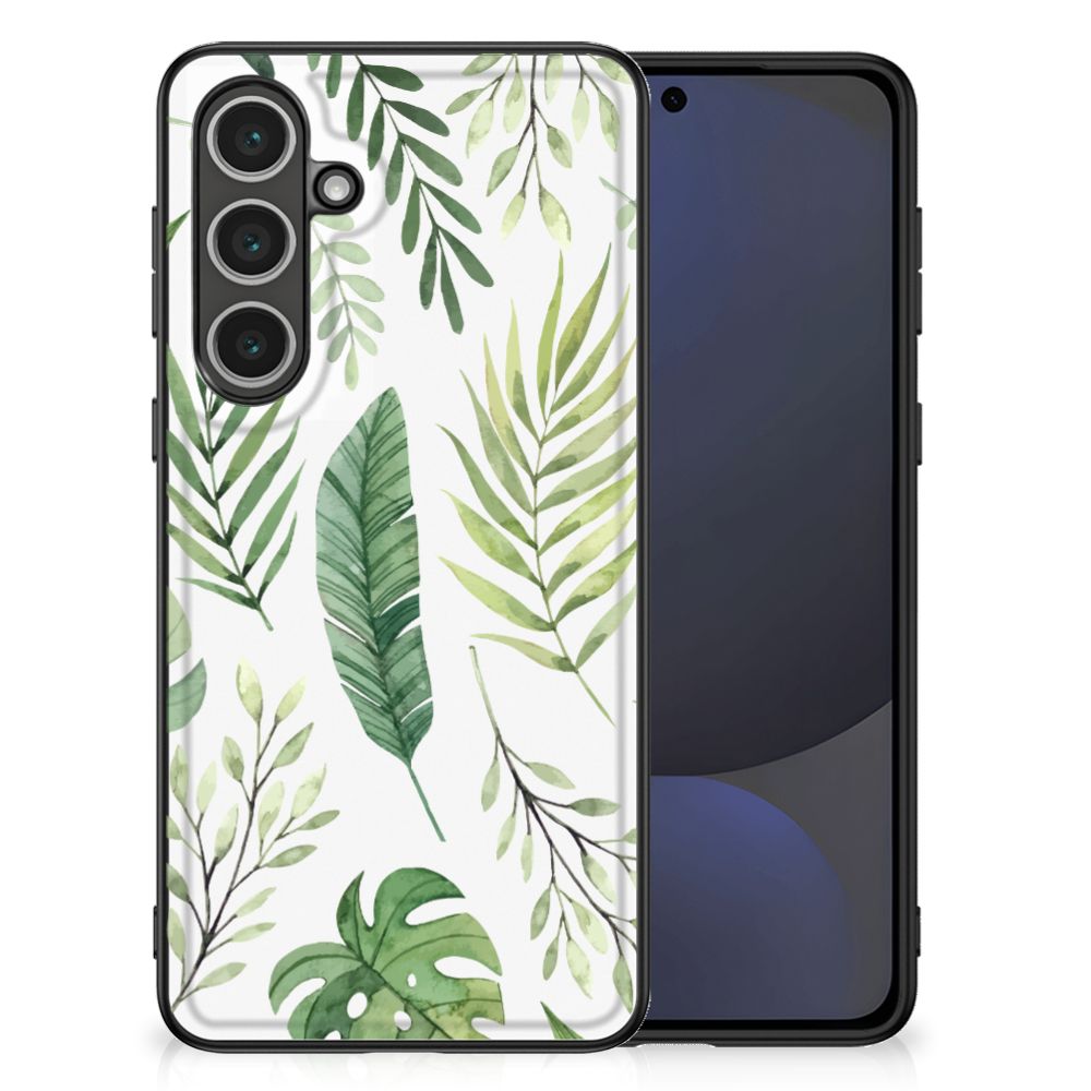 Samsung Galaxy S24 FE Bloemen Hoesje Leaves back cover bladeren ontwerp voorkant