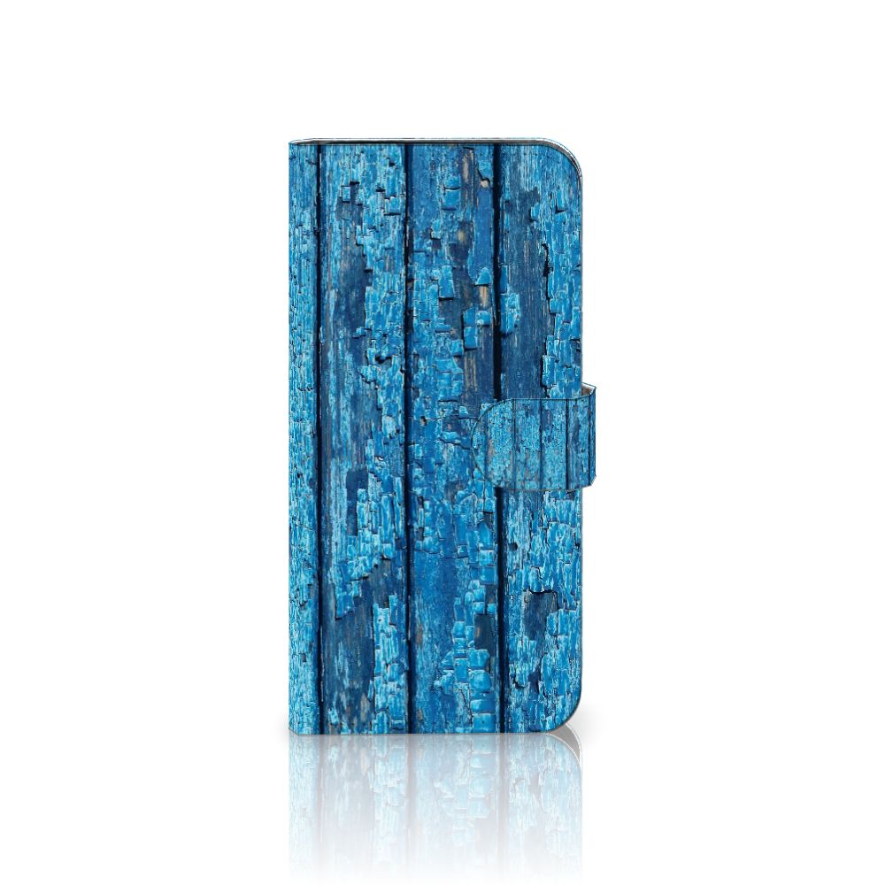 Samsung Galaxy S24 FE Book Style Case Wood Blue boekhoes blauw hout aanzicht