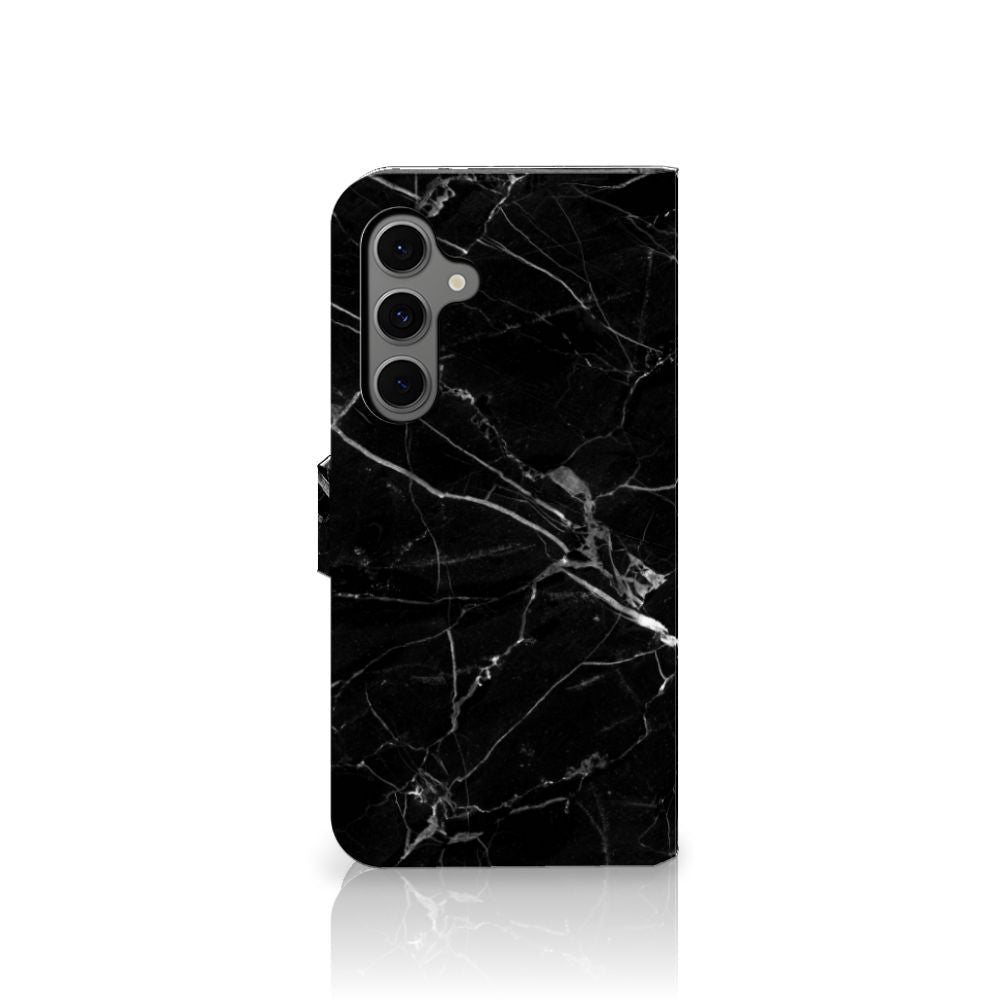 Samsung Galaxy S24 FE Bookcase Marmer Zwart bookcase zwart marmer aanzicht