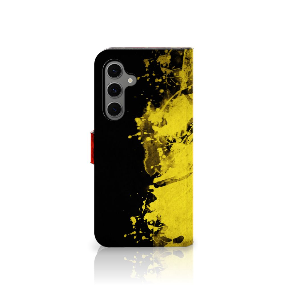 Samsung Galaxy S24 FE Bookstyle Case België design geel zwart aanzicht