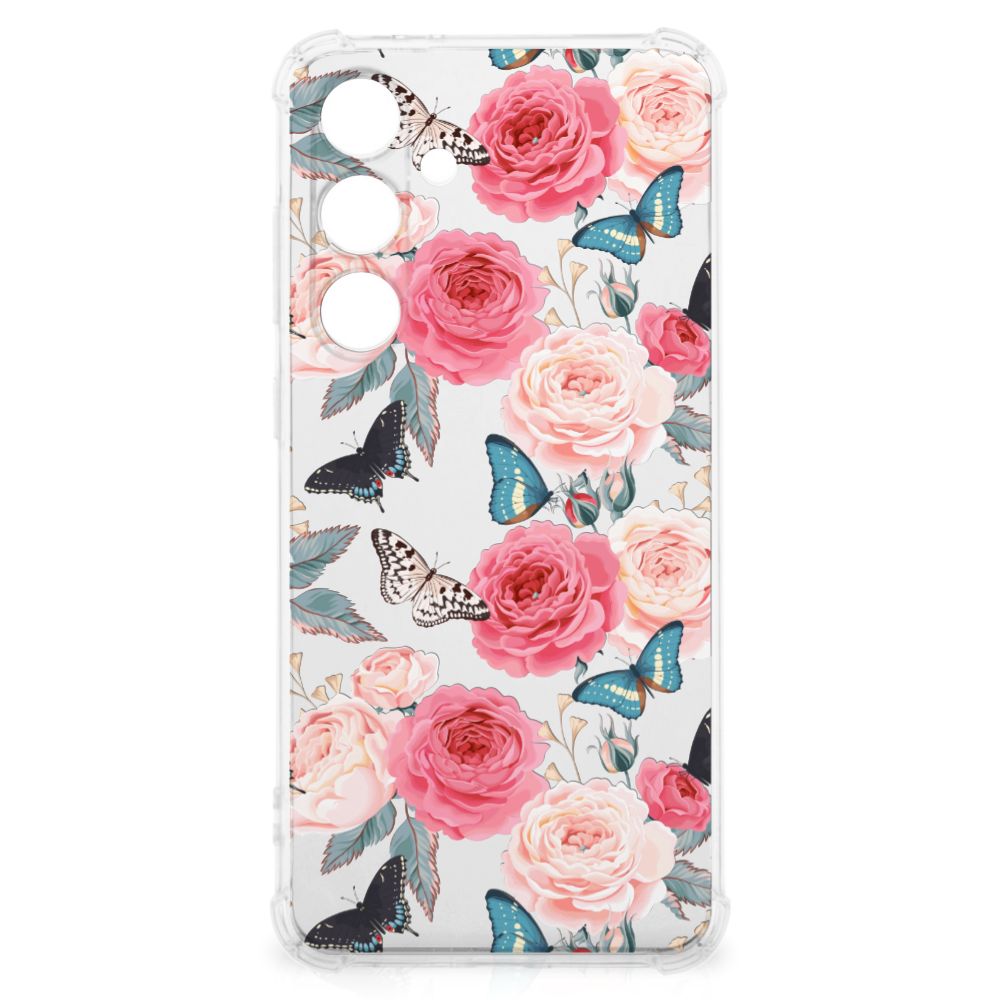 Samsung Galaxy S24 FE Case Butterfly Roses achterkant bloem vlinders
