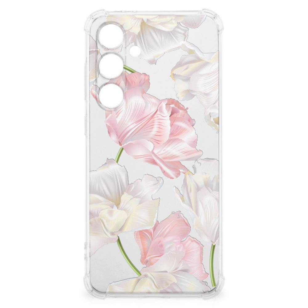 Samsung Galaxy S24 FE Case Lovely Flowers transparant bloemen design achteraanzicht