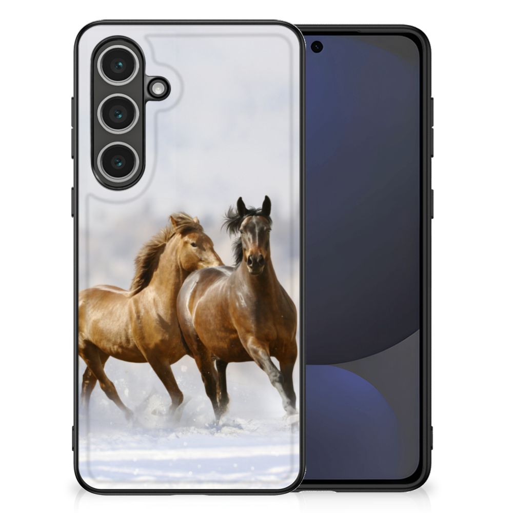 Samsung Galaxy S24 FE Dierenprint Telefoonhoesje Paarden paarden rennen ontwerp voorkant