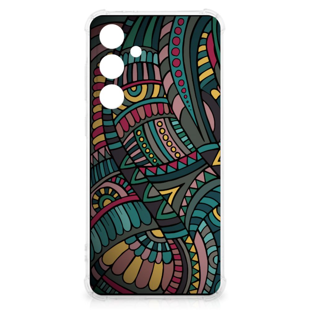 Samsung Galaxy S24 FE Doorzichtige Silicone Hoesje Aztec achterzijde