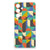 Samsung Galaxy S24 FE Doorzichtige Silicone Hoesje Funky Retro design kleurrijke abstracte vormen
