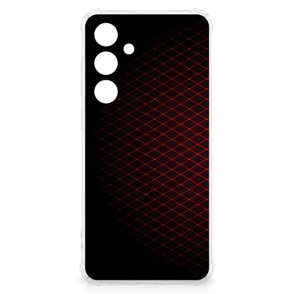 Samsung Galaxy S24 FE Doorzichtige Silicone Hoesje Geruit Rood achterkant design
