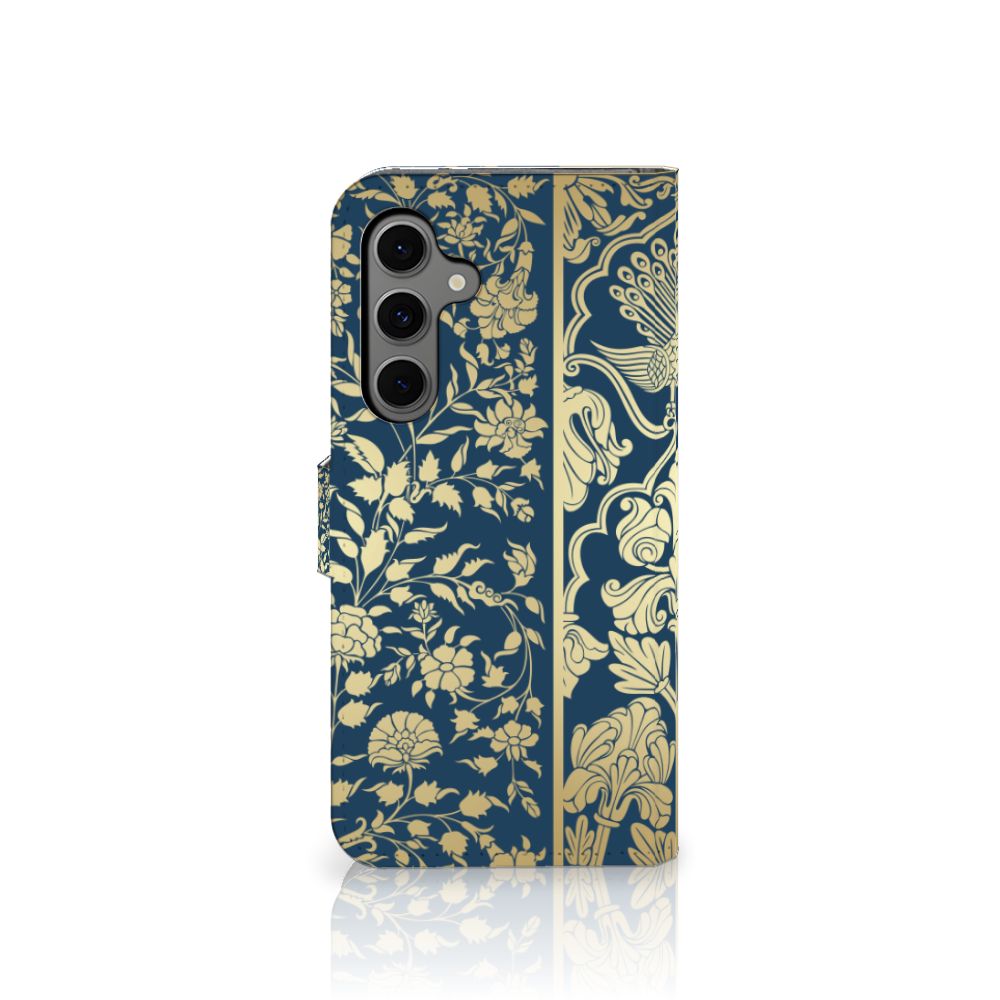 Samsung Galaxy S24 FE Hoesje Beige Flowers bloemen design zijkant