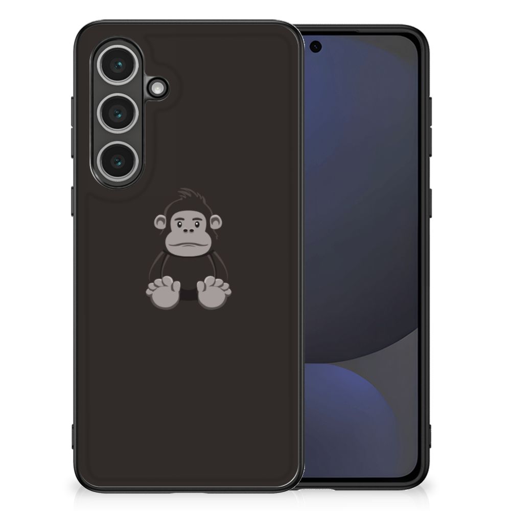 Samsung Galaxy S24 FE Hoesje Gorilla illustraties zwart achterkant gorilla ontwerp