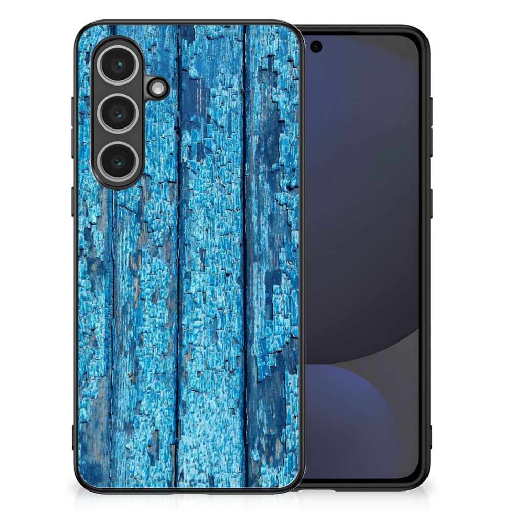 Samsung Galaxy S24 FE Houten Print Telefoonhoesje Wood Blue back cover hout blauw