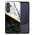 Samsung Galaxy S24 FE Marmeren Print Telefoonhoesje Marmer Wit Zwart achterkant ontwerp marmer