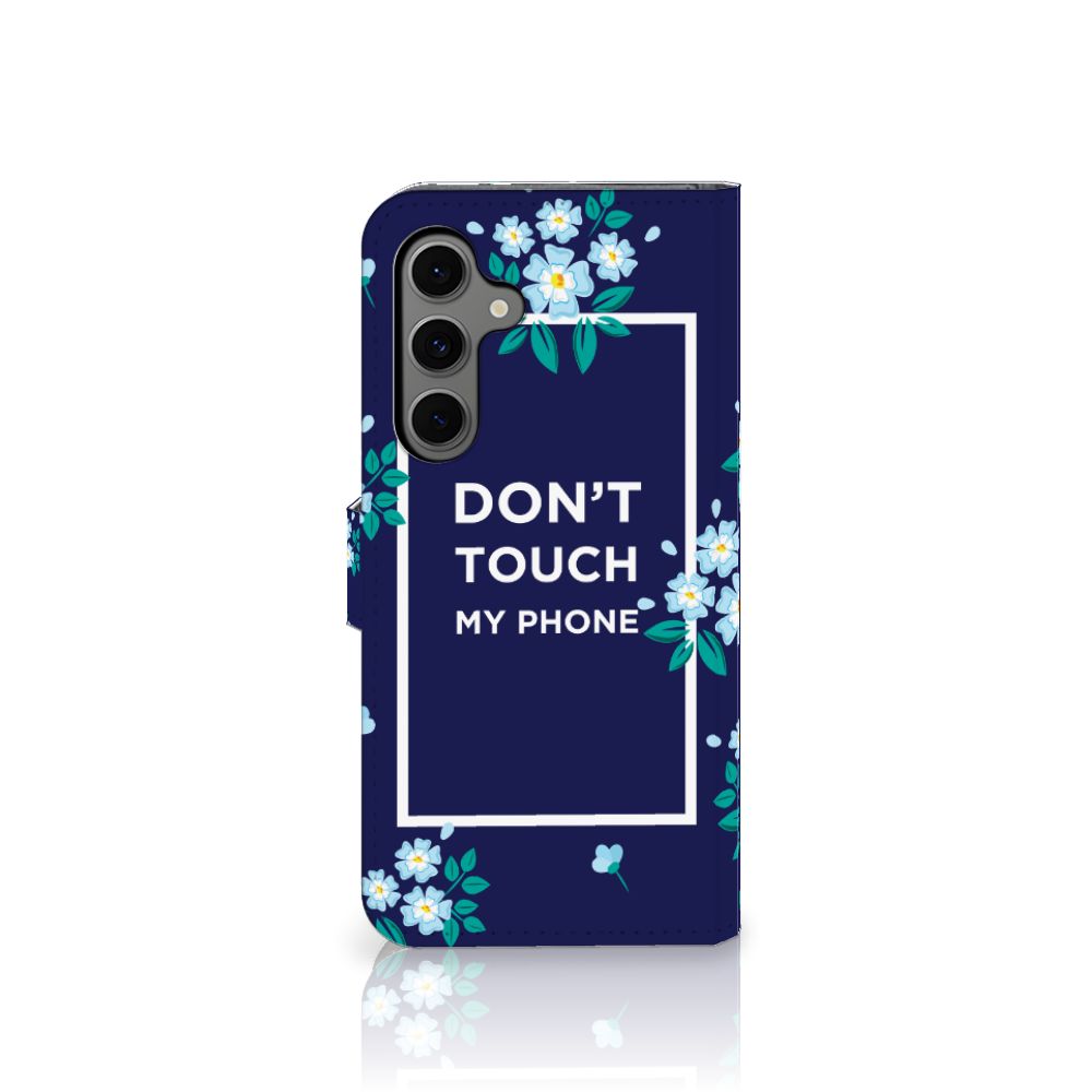 Samsung Galaxy S24 FE Portemonnee Hoesje Flowers Blue DTMP design voorzijde