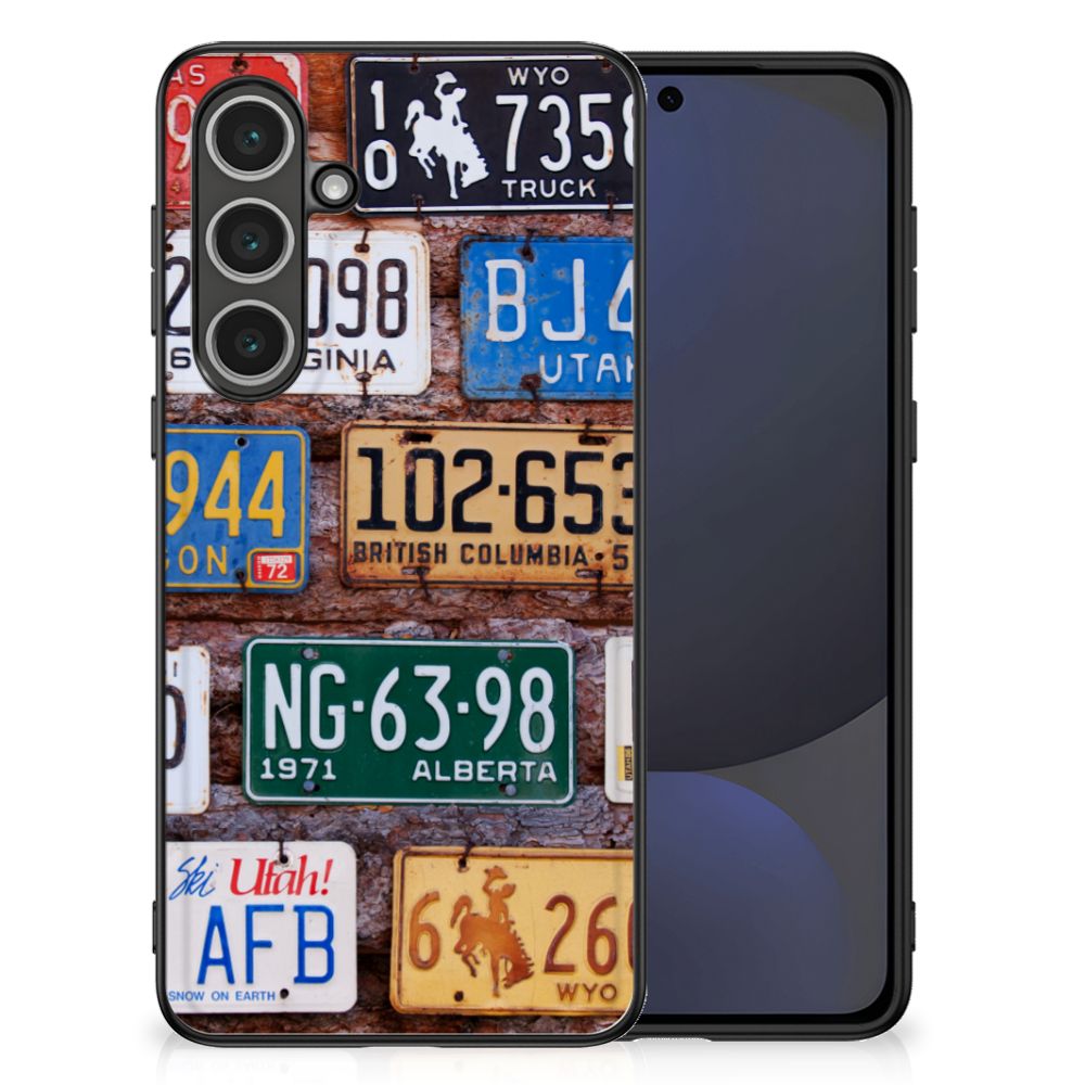 Samsung Galaxy S24 FE Silicone Back Case Kentekenplaten vintage print achterzijde