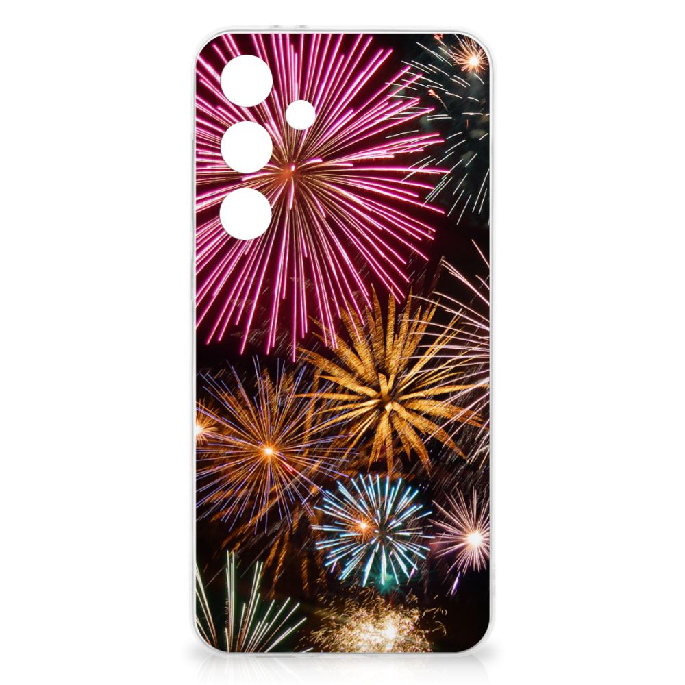 Samsung Galaxy S24 FE Silicone Back Cover Vuurwerk vuurwerk kleuren ontwerp achterkant