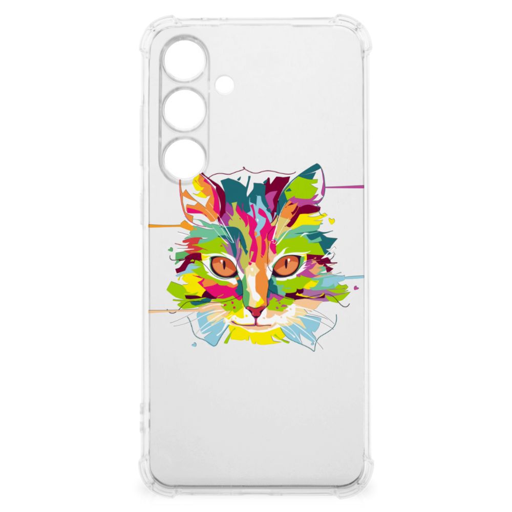 Samsung Galaxy S24 FE Stevig Bumper Hoesje Cat Color hoesje kat design front