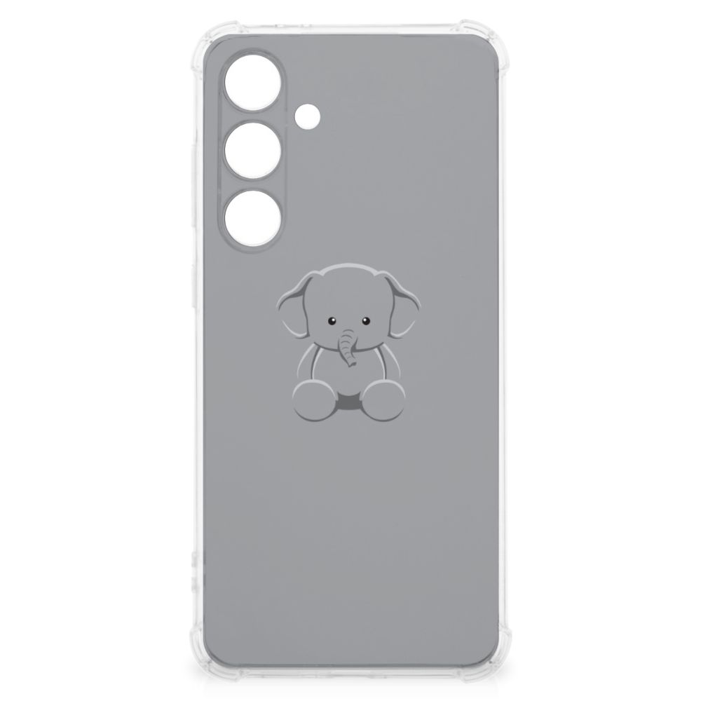Samsung Galaxy S24 FE Stevig Bumper Hoesje Grijs Baby Olifant achterkant
