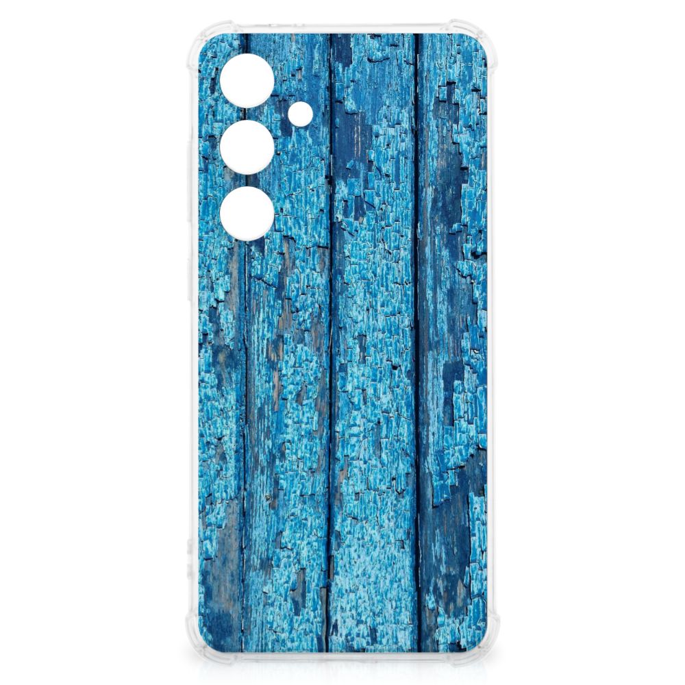 Samsung Galaxy S24 FE Stevig Telefoonhoesje Wood Blue achterkant