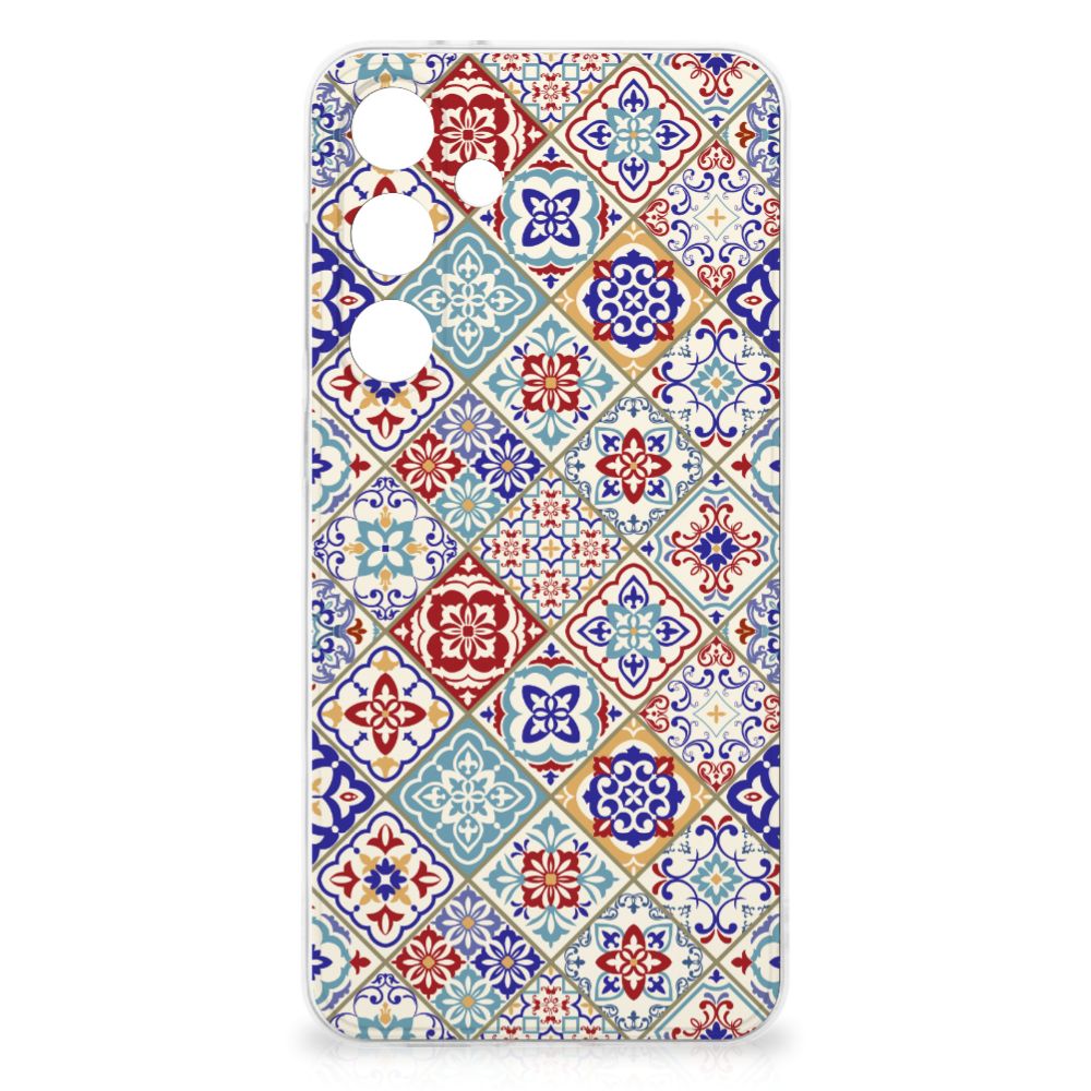 Samsung Galaxy S24 FE TPU Siliconen Hoesje Tiles Color achterkant design kleurrijk patroon