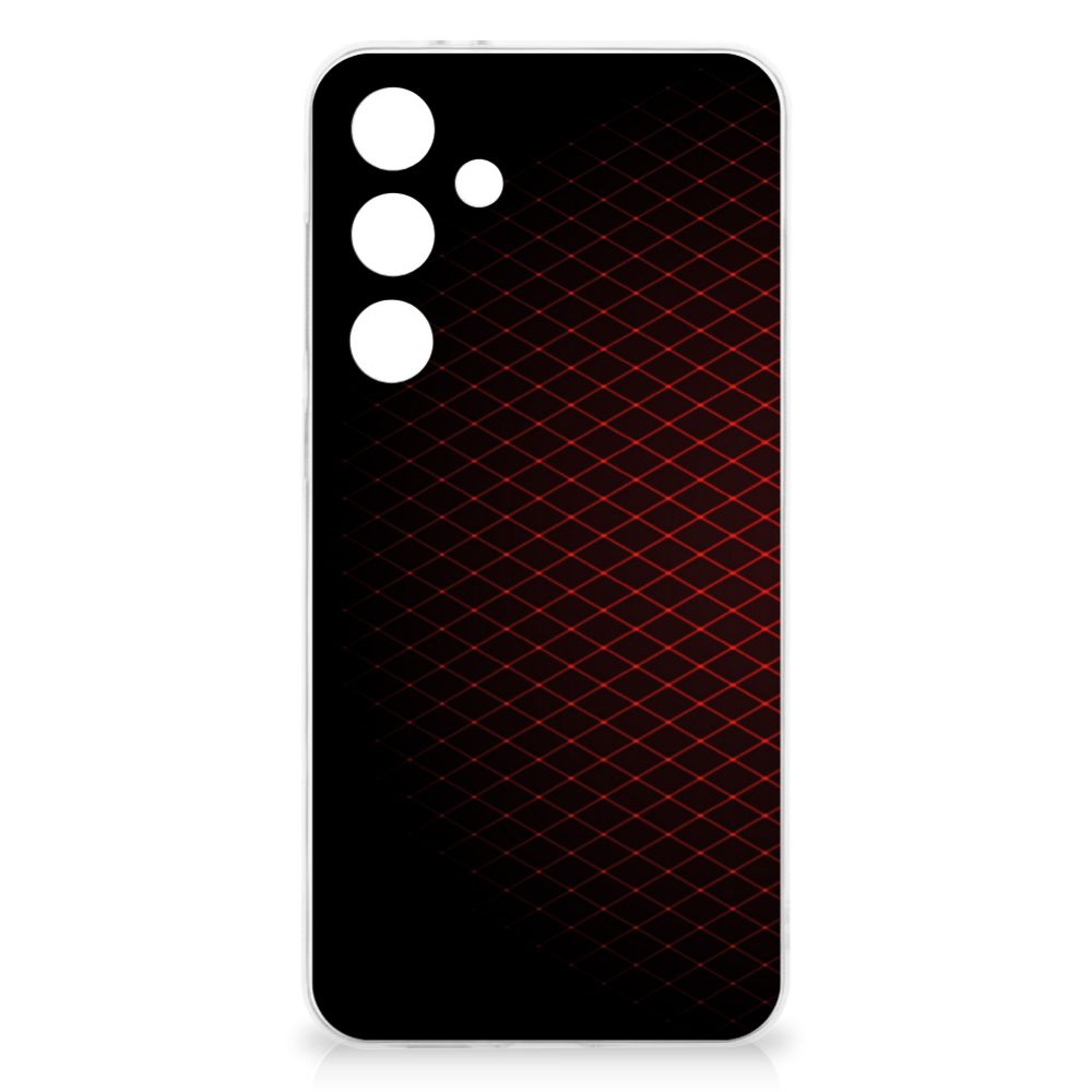 Samsung Galaxy S24 FE TPU bumper Geruit Rood achterkant design geruit zwart