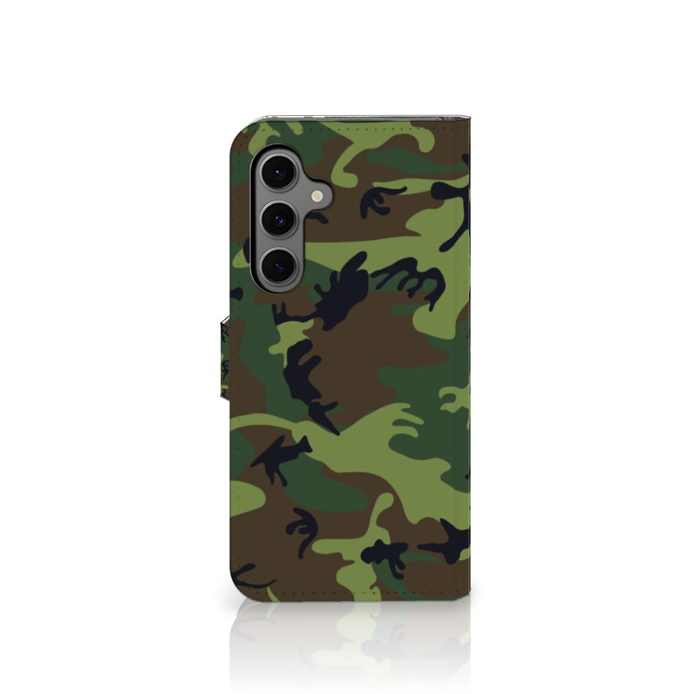 Samsung Galaxy S24 FE Telefoon Hoesje Army Dark telefoonhoesje camouflage design voorkant