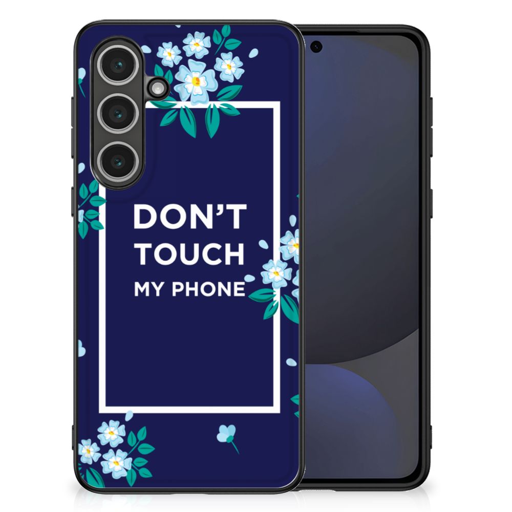 Samsung Galaxy S24 FE Telefoon Hoesje Flowers Blue DTMP design flowers blauwe achtergrond