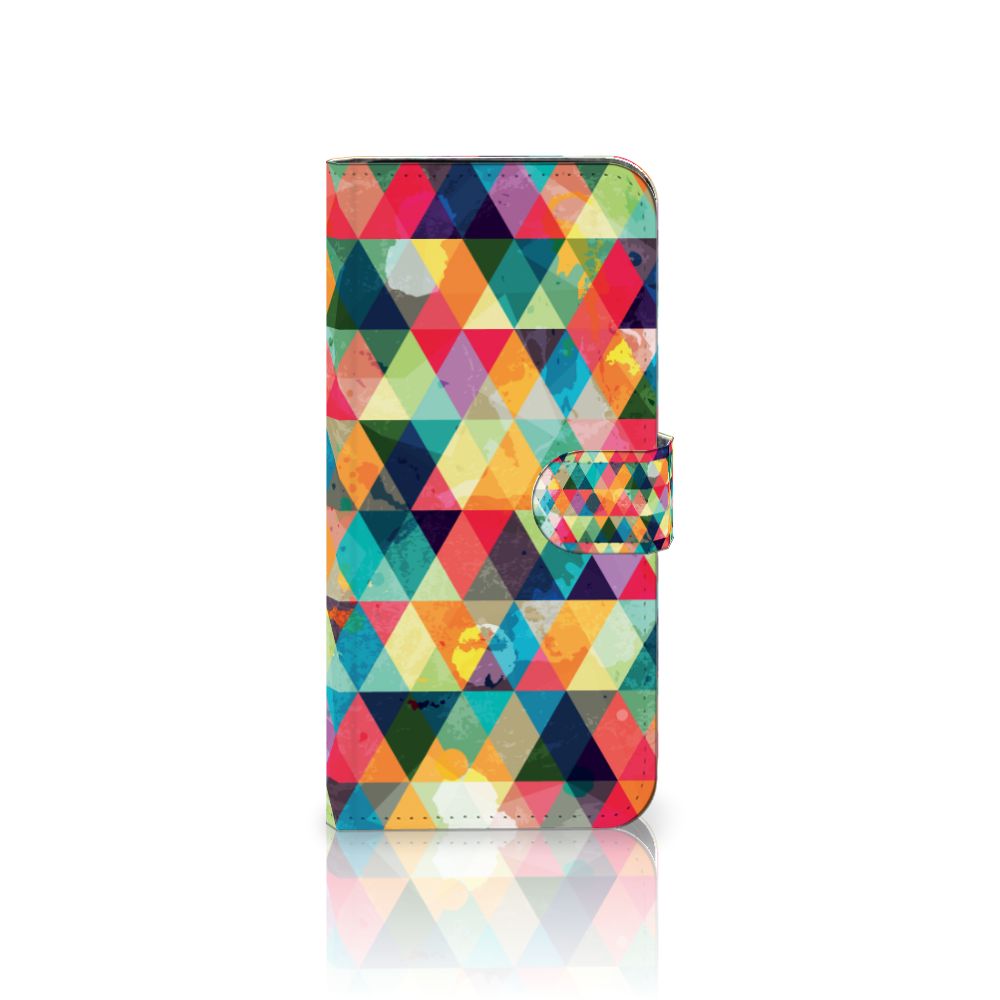 Samsung Galaxy S24 FE Telefoon Hoesje Geruit kleurrijk design bookcase aanzicht
