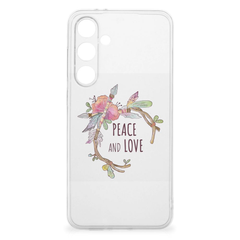 Samsung Galaxy S24 FE Telefoonhoesje met Naam Boho Text bloemen design frontaanzicht