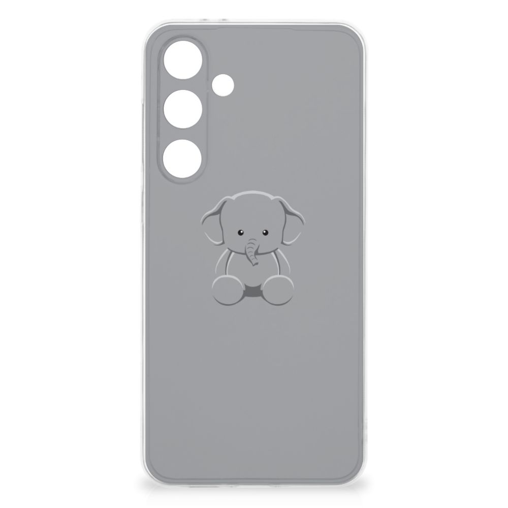 Samsung Galaxy S24 FE Telefoonhoesje met Naam Grijs Baby Olifant design achteraanzicht