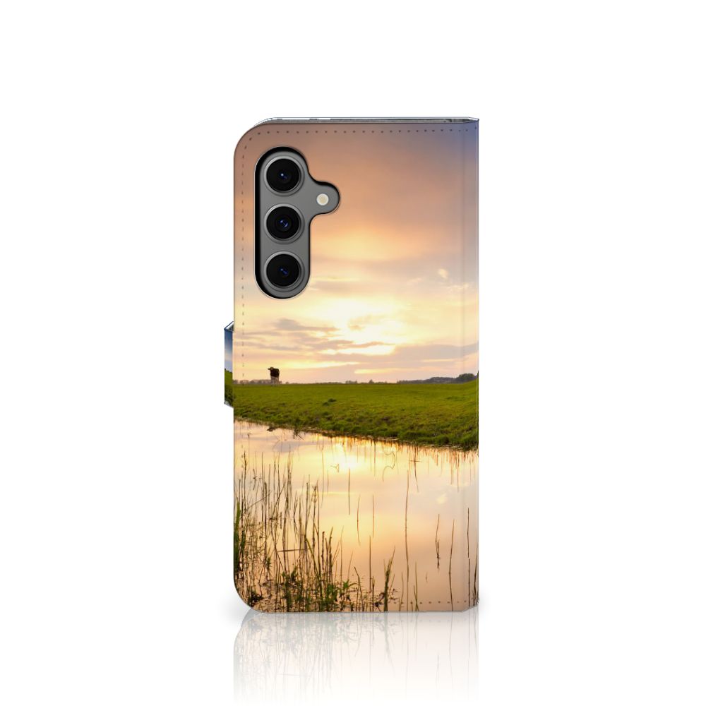 Samsung Galaxy S24 FE Telefoonhoesje met Pasjes Koe telefoonhoesje koeien natuur aanzicht