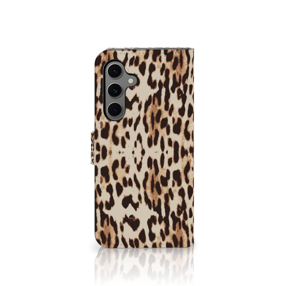 Samsung Galaxy S24 FE Telefoonhoesje met Pasjes Leopard telefoonhoesje panterprint aanzicht