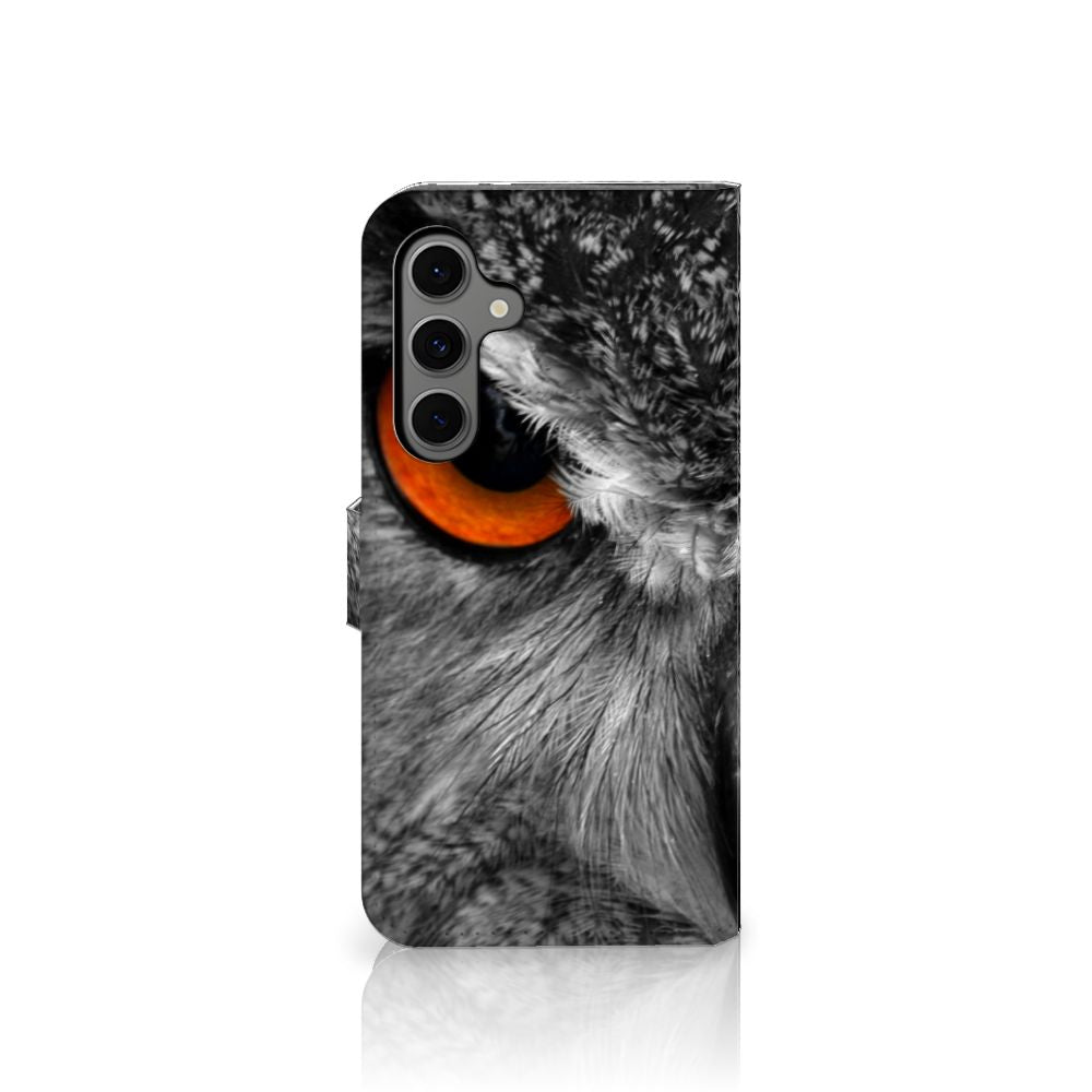 Samsung Galaxy S24 FE Telefoonhoesje met Pasjes Uil design uil aanzicht