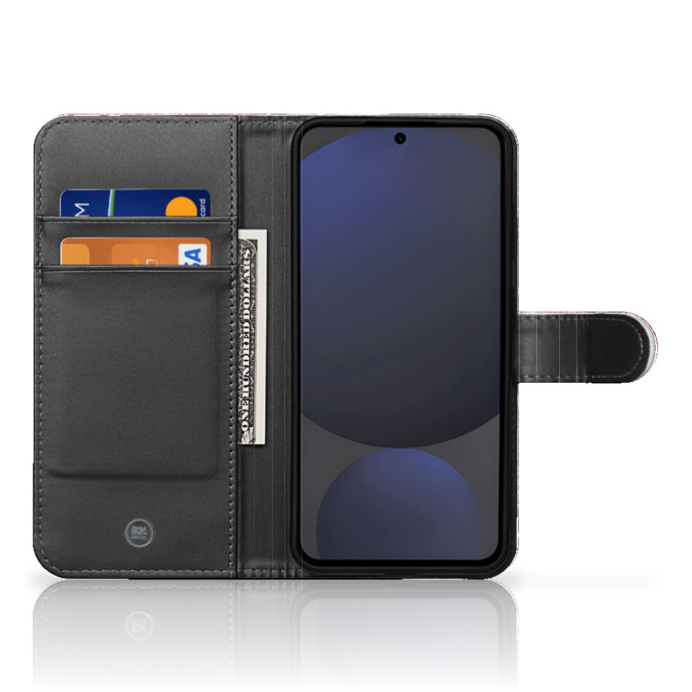 Samsung Galaxy S24 FE Wallet Case met Pasjes Vuurwerk wallet case zwart front view