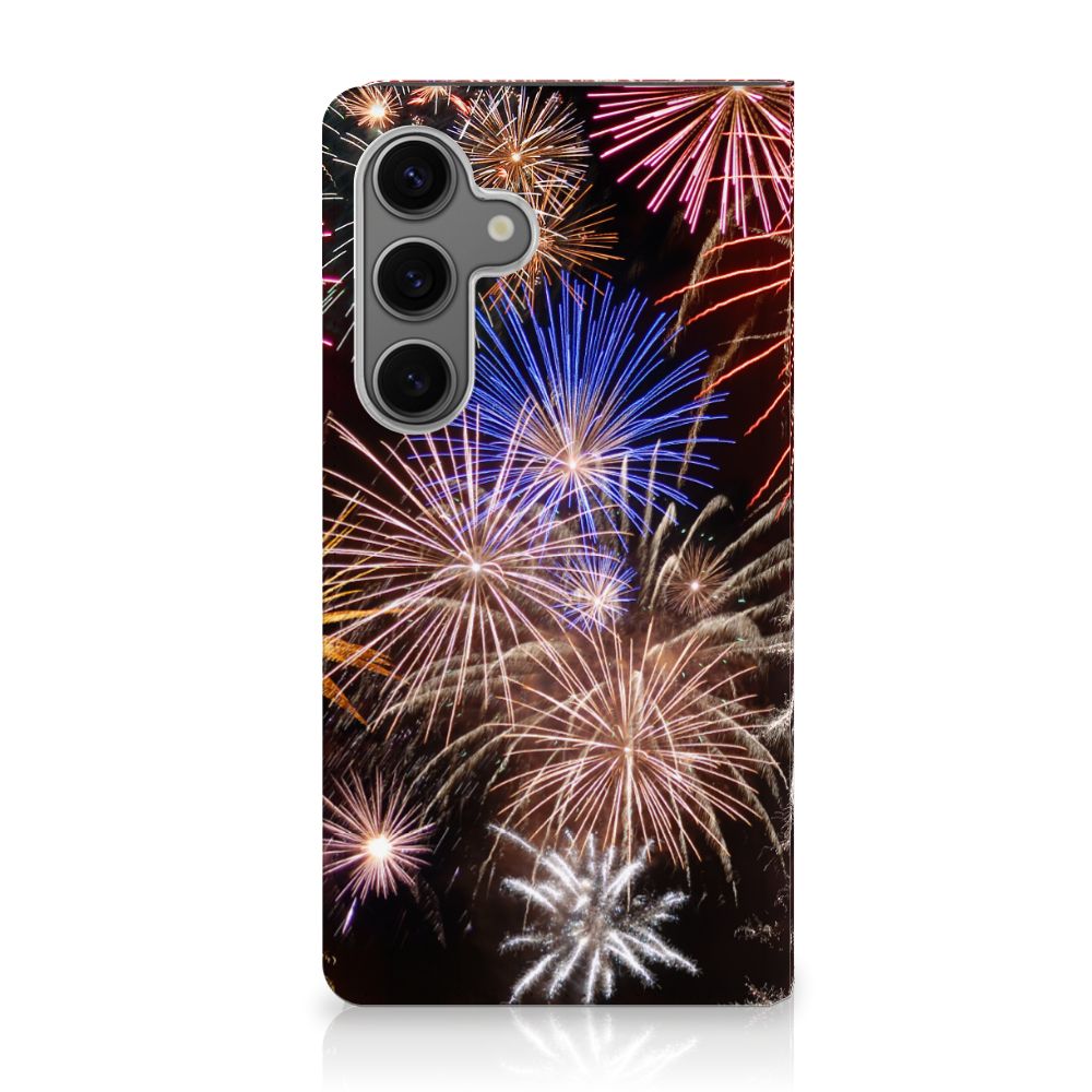 Samsung Galaxy S24 Hippe Standcase Vuurwerk siervuurwerk kleuren achterkant
