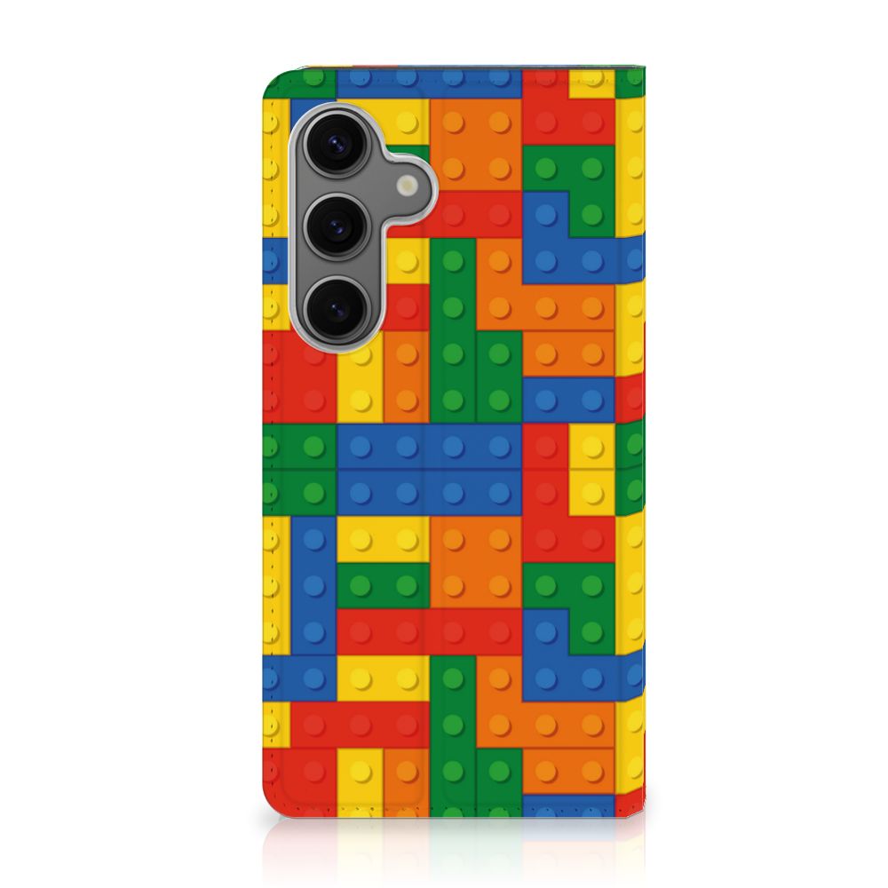 Samsung Galaxy S24 Hoesje met Magneet Blokken design hoesje blokken print aanzicht