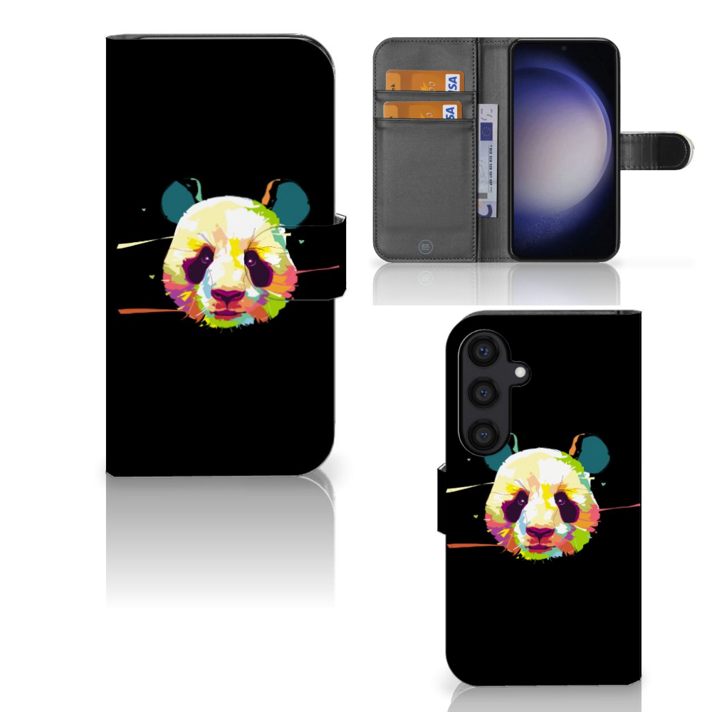 Samsung Galaxy S24 Leuk Hoesje Panda Color hoesje panda design voorkant zijkant