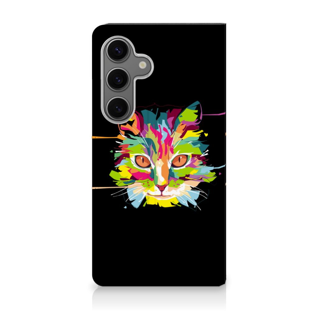 Samsung Galaxy S24 Magnet Case Cat Color cat kleur ontwerp voorkant