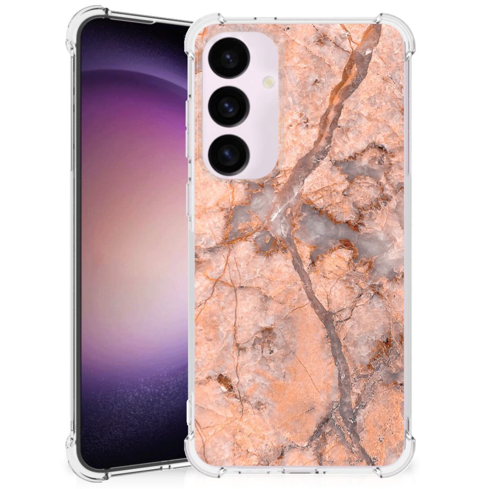 Samsung Galaxy S24 Plus Anti-Shock Hoesje Marmer Oranje B2C Telecom