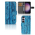 Samsung Galaxy S24 Plus Book Style Case Wood Blue design blauw hout aanzicht