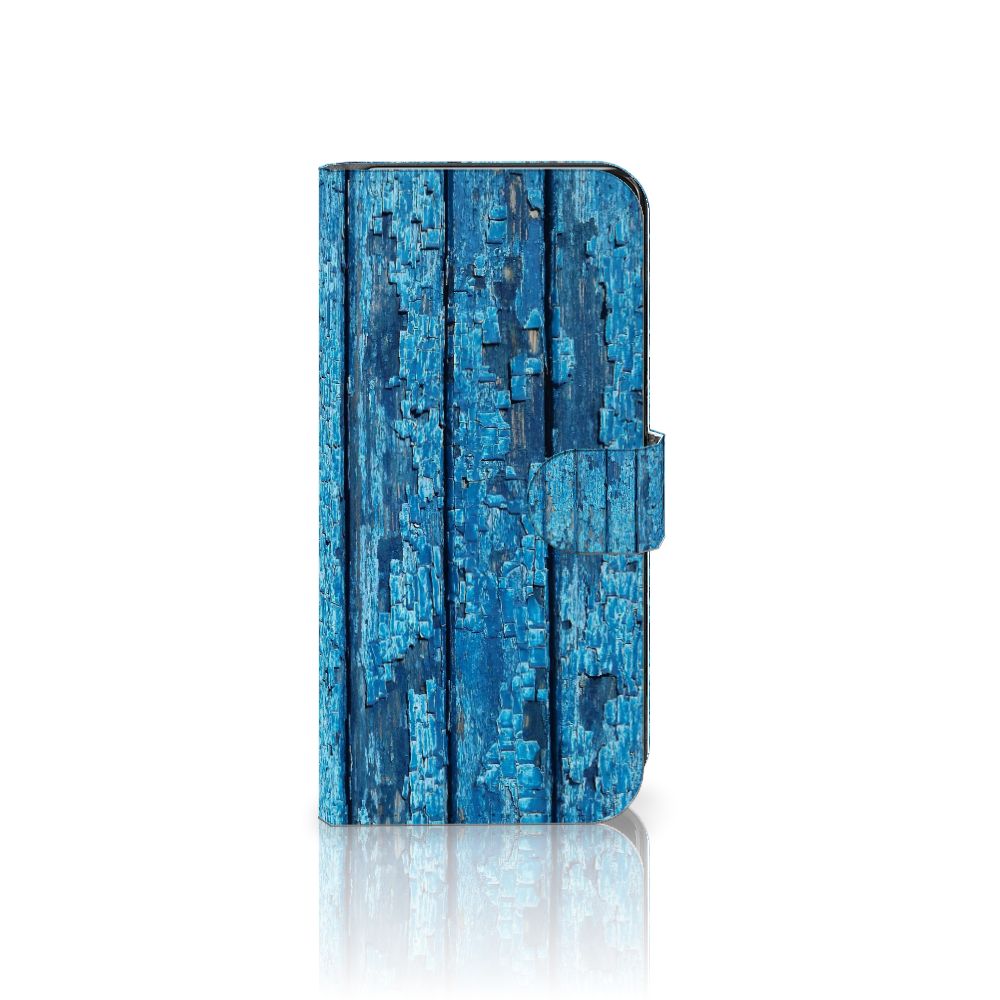 Samsung Galaxy S24 Plus Book Style Case Wood Blue boekhoes blauw hout aanzicht