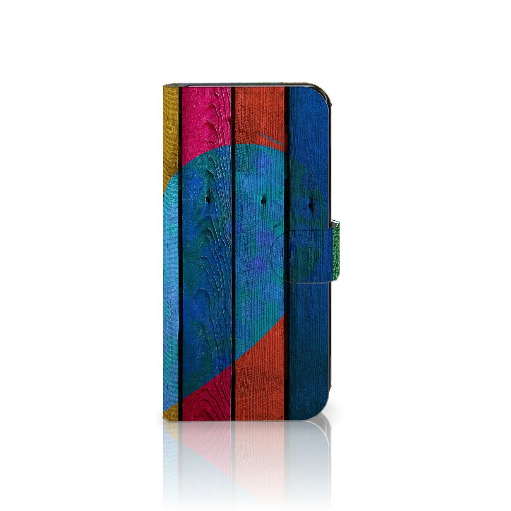 Samsung Galaxy S24 Plus Book Style Case Wood Heart - Cadeau voor je Vriend boekhoesje hartje design voorkant
