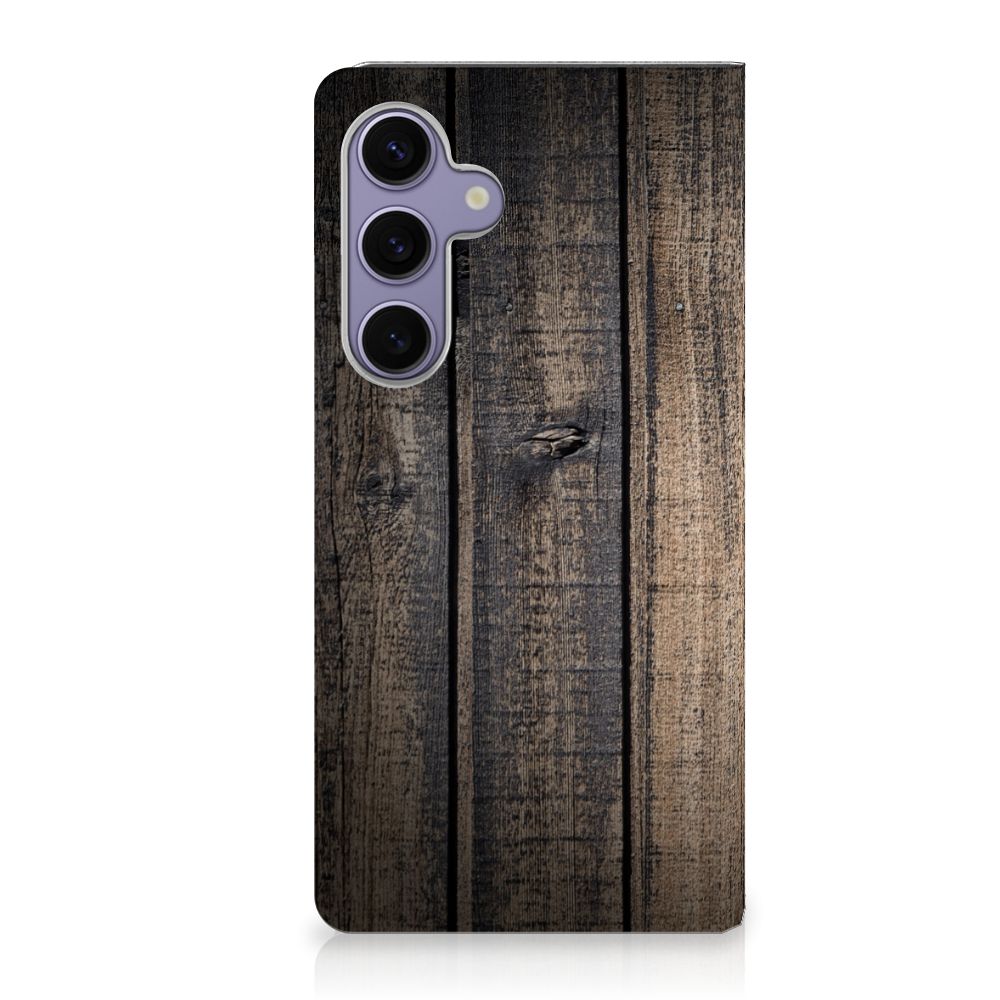 Samsung Galaxy S24 Plus Book Wallet Case Steigerhout steigerhout aanzicht
