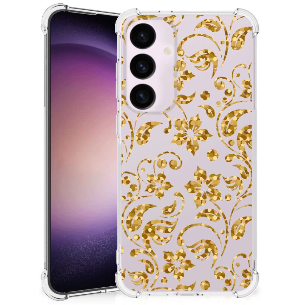 Samsung Galaxy S24 Plus Case Gouden Bloemen B2C Telecom