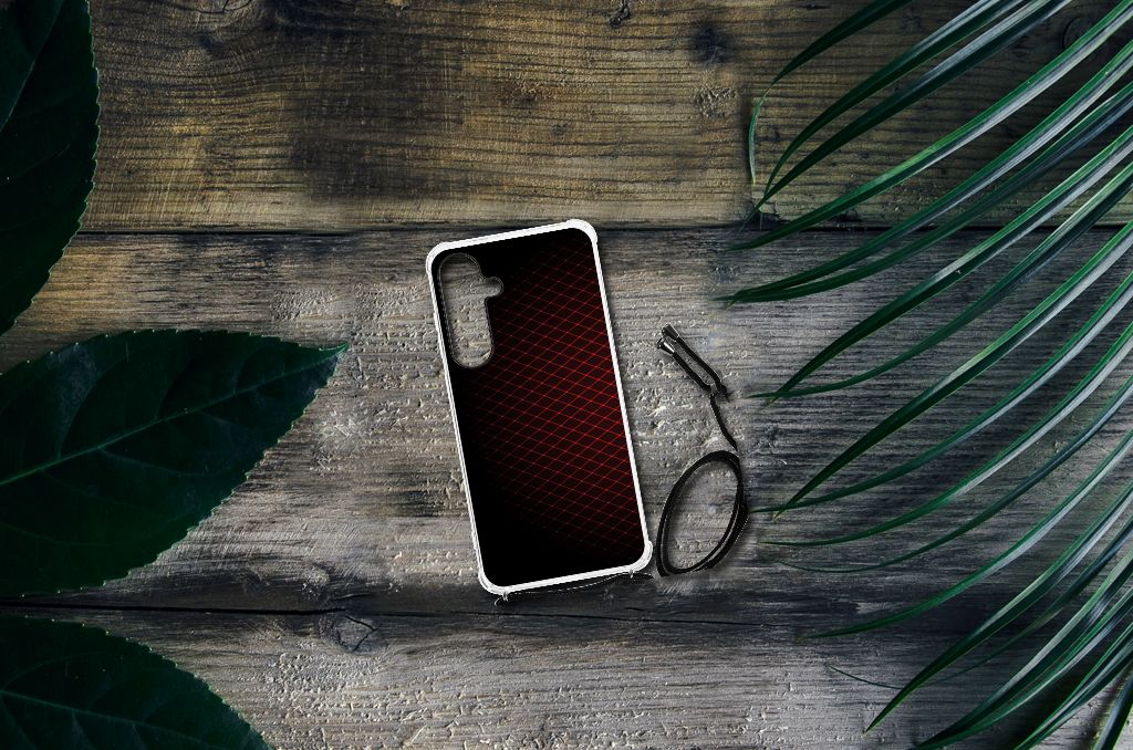 Samsung Galaxy S24 Plus Doorzichtige Silicone Hoesje Geruit Rood B2C Telecom
