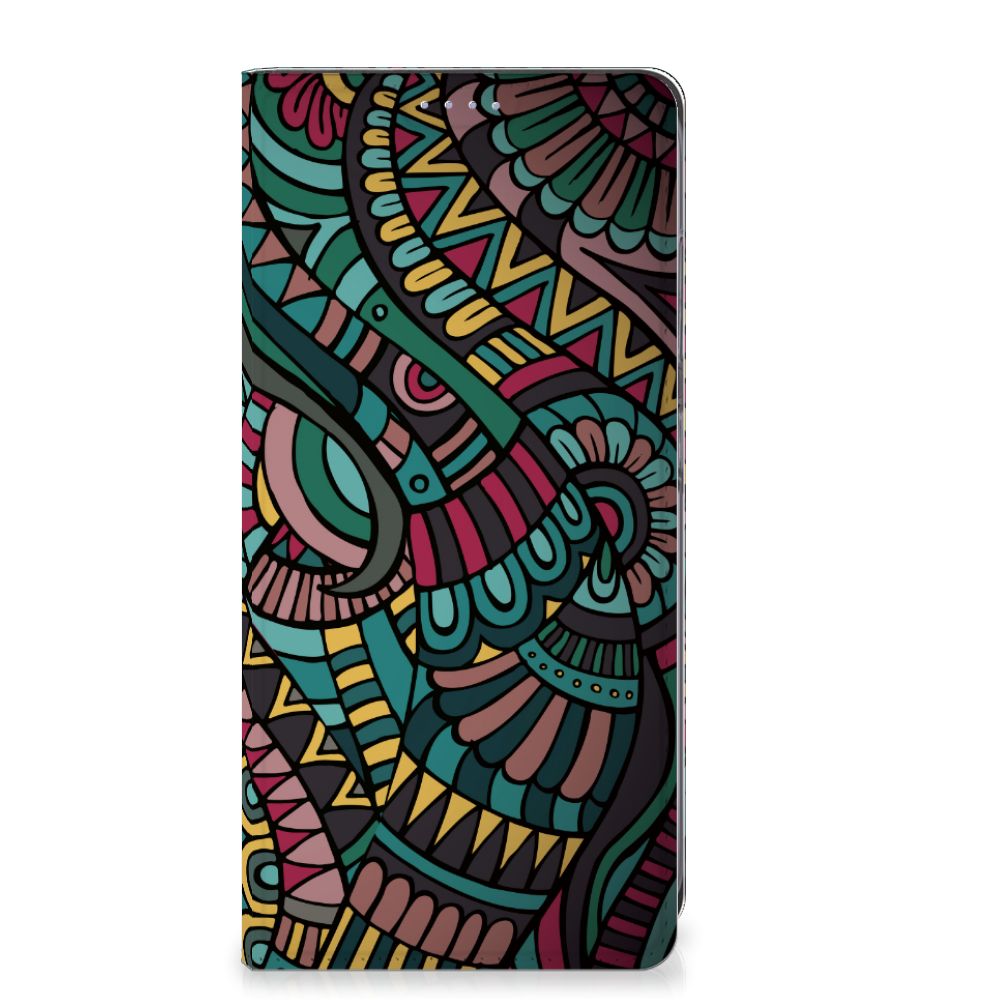 Samsung Galaxy S24 Plus Hoesje met Magneet Aztec design kleurrijk aanzicht