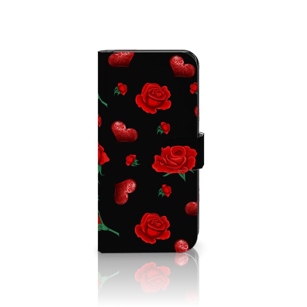 Samsung Galaxy S24 Plus Leuk Hoesje Valentine bookcase rozen harten zijkant