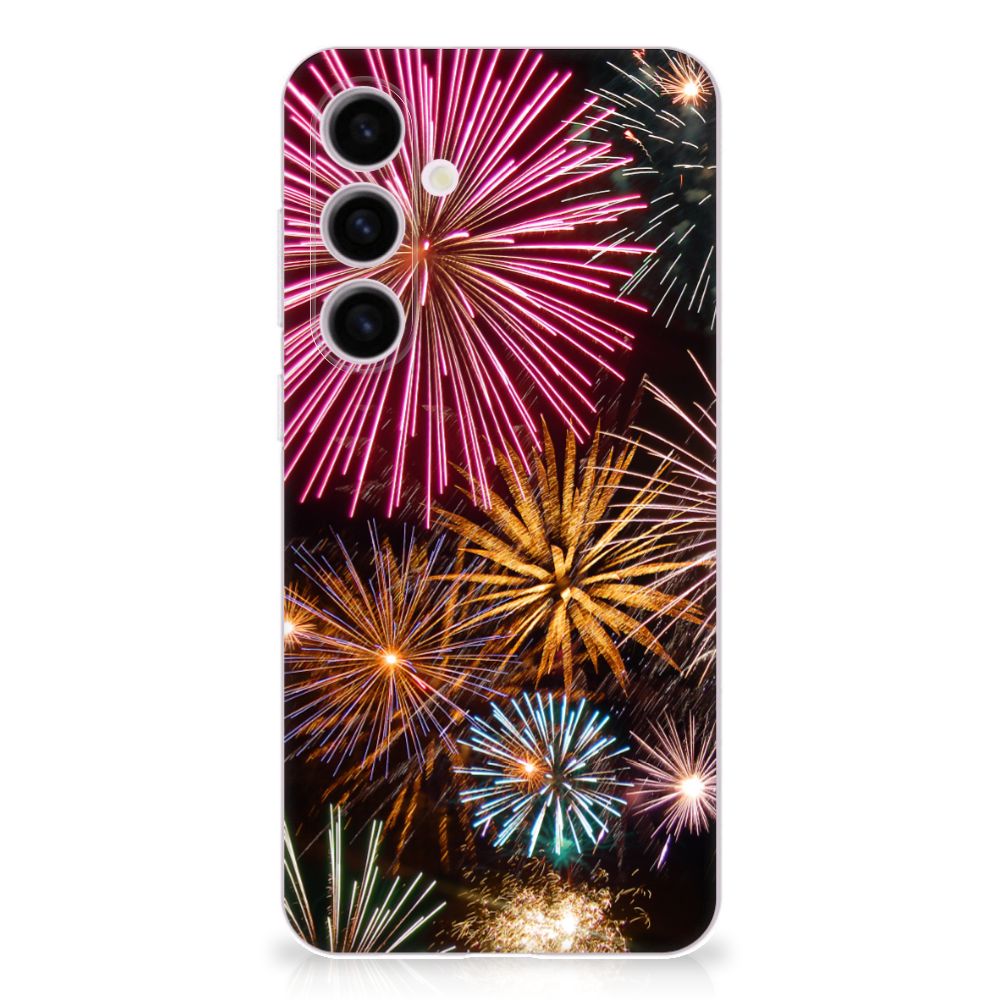 Samsung Galaxy S24 Plus Silicone Back Cover Vuurwerk met kleurrijke siervuurwerkprint 🎇