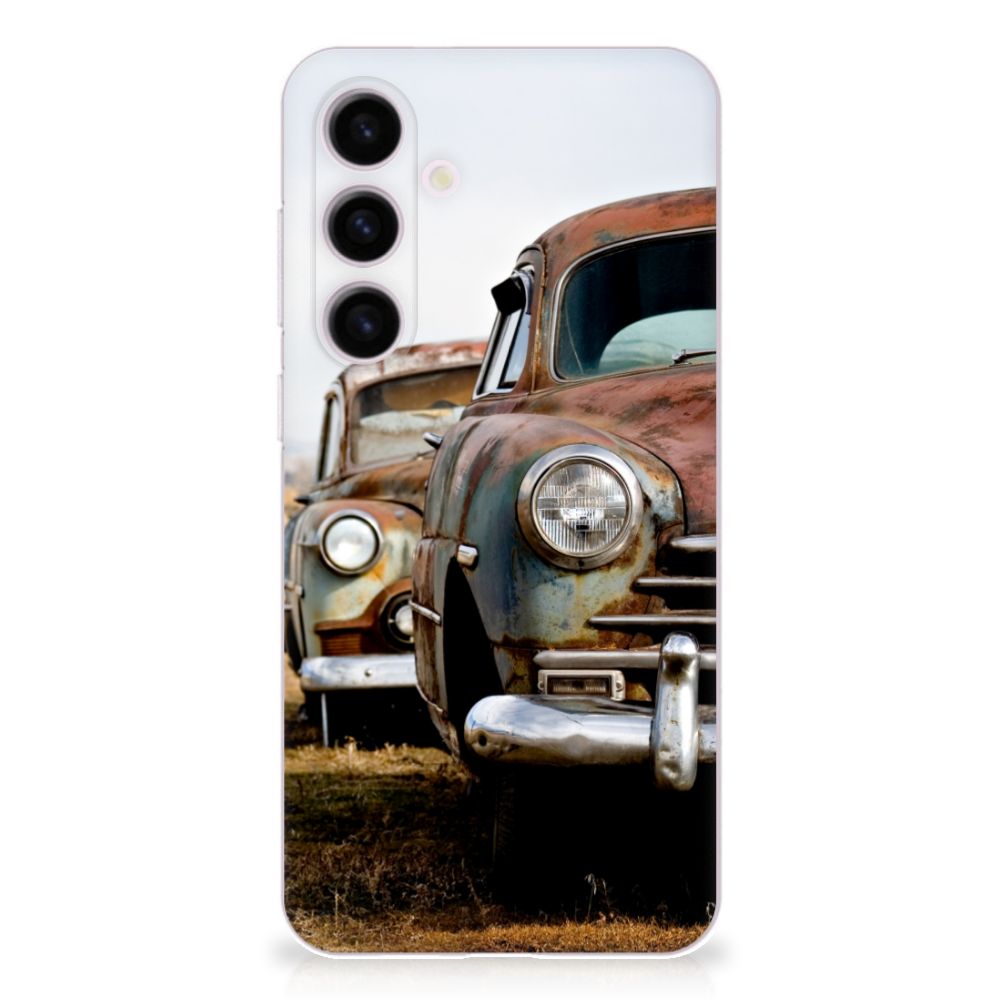 Samsung Galaxy S24 Plus Siliconen Hoesje met foto Vintage Auto vintage auto retro design achterkant