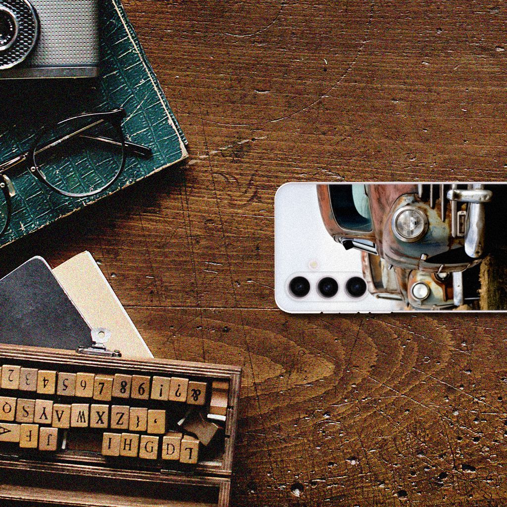 Samsung Galaxy S24 Plus Siliconen Hoesje met foto Vintage Auto vintage auto design bovenaanzicht