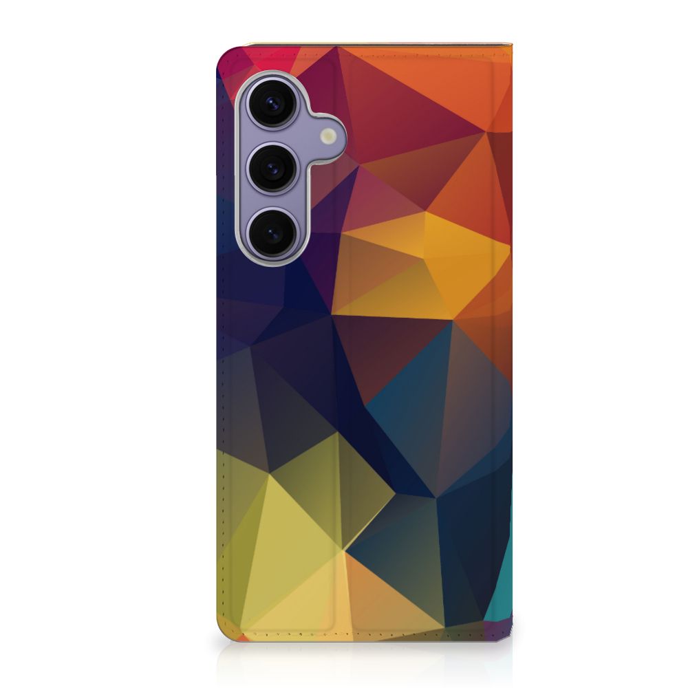 Samsung Galaxy S24 Plus Stand Case Polygon Color kleurrijke driehoeken asymmetrisch ontwerp